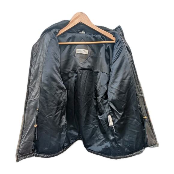 Andrew Marc Addition Mens Leather Jacket XS Brown Quilted Drawstring 90s - Picture 12 of 12